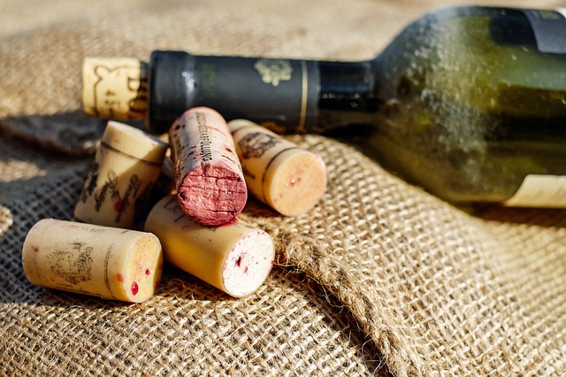 wine bottle with corks